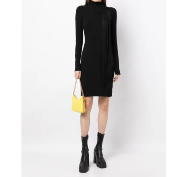 New Stella McCartney asymmetric fringed knitted dress $1279 minimalist black M - Picture 2 of 15